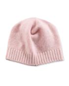 Portolano Cashmere Basic Knit Beanie Hat, Powder Pink, Women's, Powder Pin