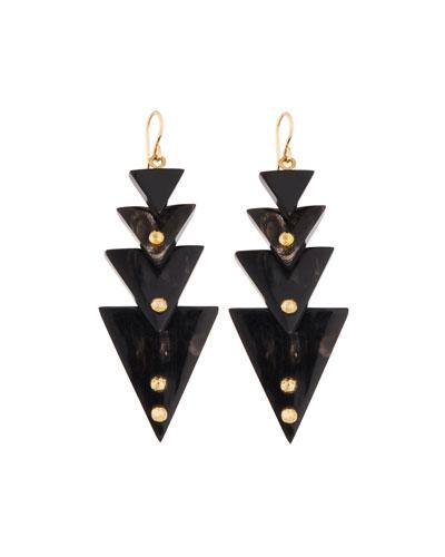 Multi-tier Triangle Dark Horn Drop Earrings