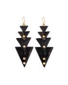 Multi-tier Triangle Dark Horn Drop Earrings
