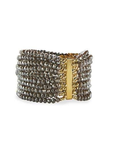 Multi-row Crystal Stretch Bracelet, Neutral