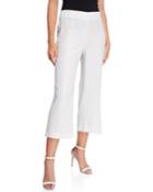 Shimmer Linen Wide-leg Cropped Pants