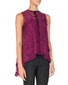 Tiered Lace High-low Blouse, Wine