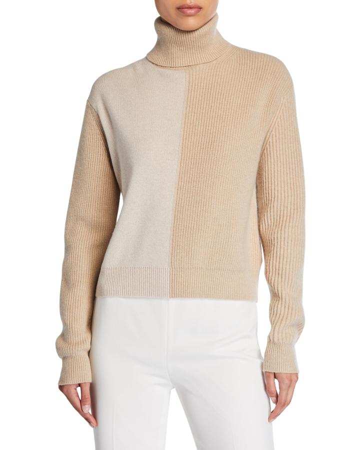 Colorblock Cashmere Turtleneck