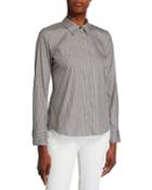 Phaedra Striped Long-sleeve Button-down Blouse