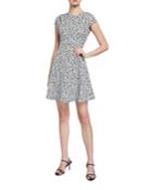 Printed Asymmetric Neck Fit-&-flare Dress