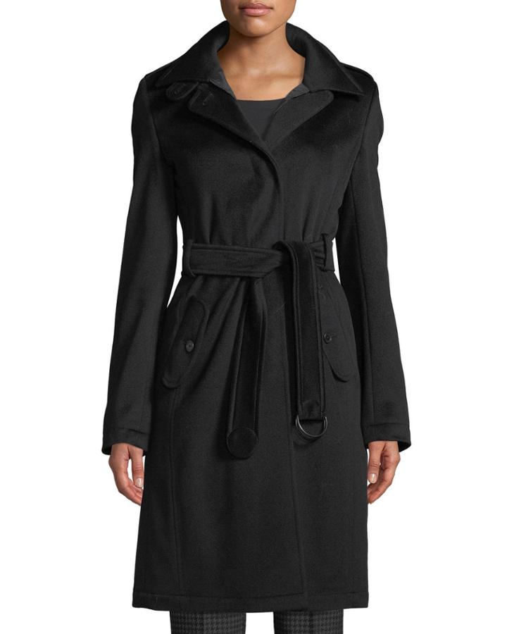 Wool Belted Coat With Quilted Vest