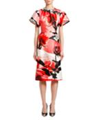 Short-sleeve Torn Rose Wool-silk