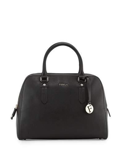 Elena Medium Leather Satchel Bag, Onyx