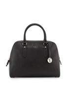 Elena Medium Leather Satchel Bag, Onyx