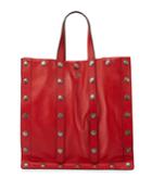 Studded Leather Tote Bag With