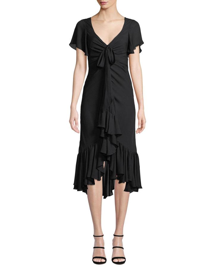 Mateo Tie-front Ruffle Silk