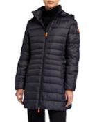 Basic Long Puffer Coat With Removable Hood