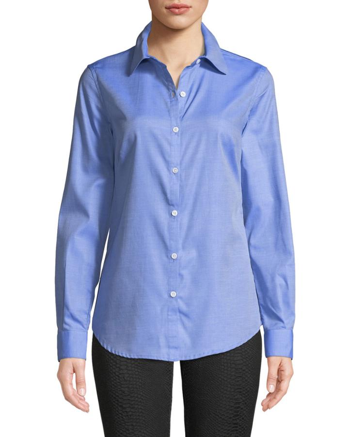 Cotton Button-front Blouse