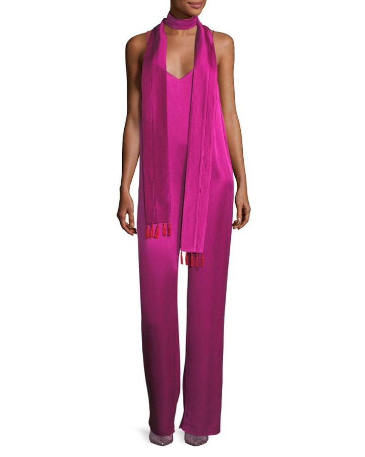 Sleeveless Satin Cami Jumpsuit With