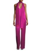 Sleeveless Satin Cami Jumpsuit With
