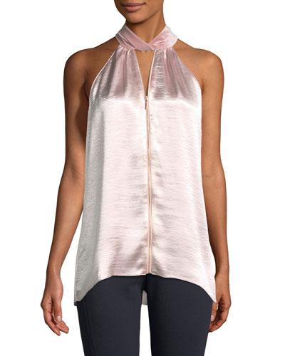 Lorinda Zip-front High-neck