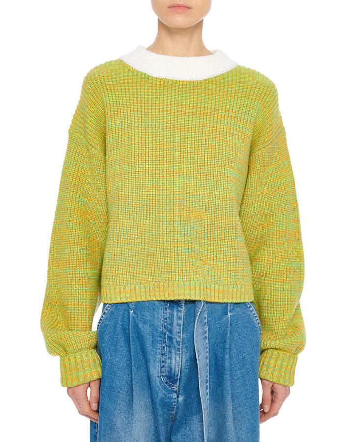 Wool Tweedy Cropped Crewneck