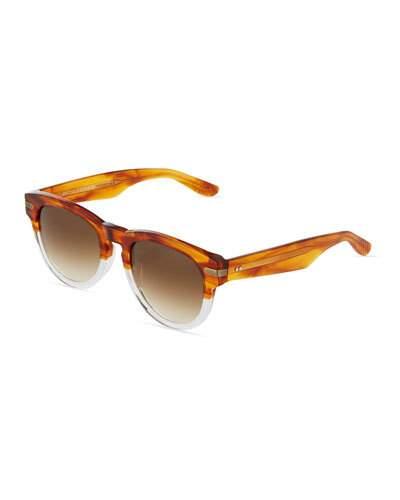 Two-tone Square Acetate Sunglasses, Brown/white