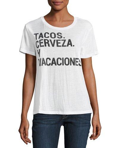 Tacos Y Cerveza Tee, White