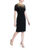 Sequined Stretch Crepe Cocktail Dress