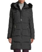 Hooded Puffer Coat With Faux-fur Trim