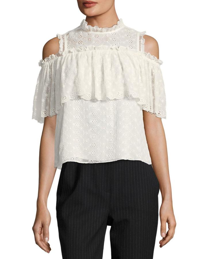 Cold-shoulder Ruffled Eyelet