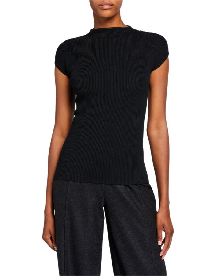 Ribbed Wool Cap-sleeve