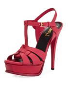 Tribute Leather 135mm Platform Sandal, Fuchsia