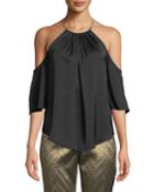Audree Silk Halter Top With Chain Detailing