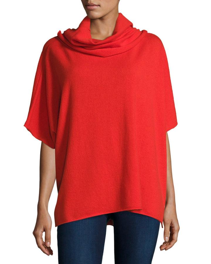Cashmere Cowl-neck Poncho