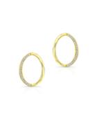 14k Half-diamond Oval Earrings