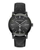 Men's 42mm Stainless Steel & Leather City Watch, Black