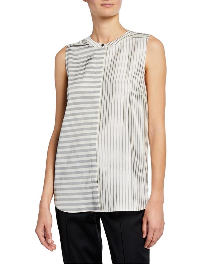 Contrast Striped Twill Tank Top