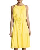 Sleeveless Halter Dress W/drawstring, Yellow Ray