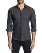 Men's Semi-fitted Solid Stripe Long-sleeve Button-down