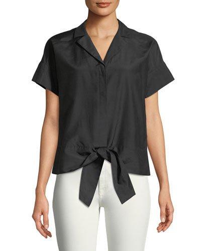 Sawyer Tie-hem Button-front Blouse