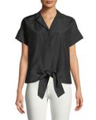 Sawyer Tie-hem Button-front Blouse