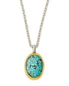 Galapagos Oval Pendant Necklace, Turquoise