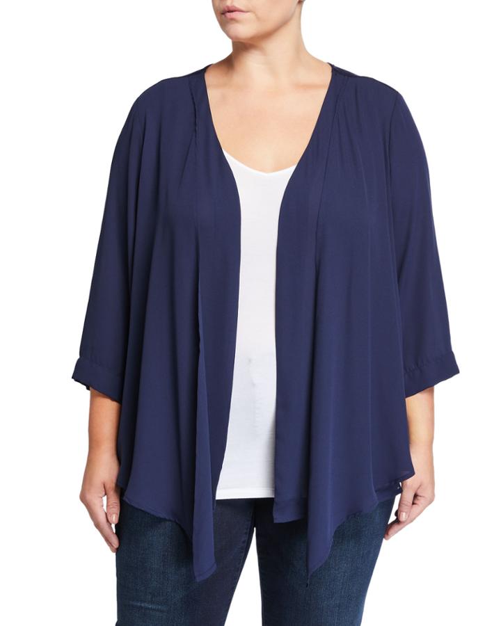 Plus Size Celia 3/4-sleeve Tie-front Cardigan
