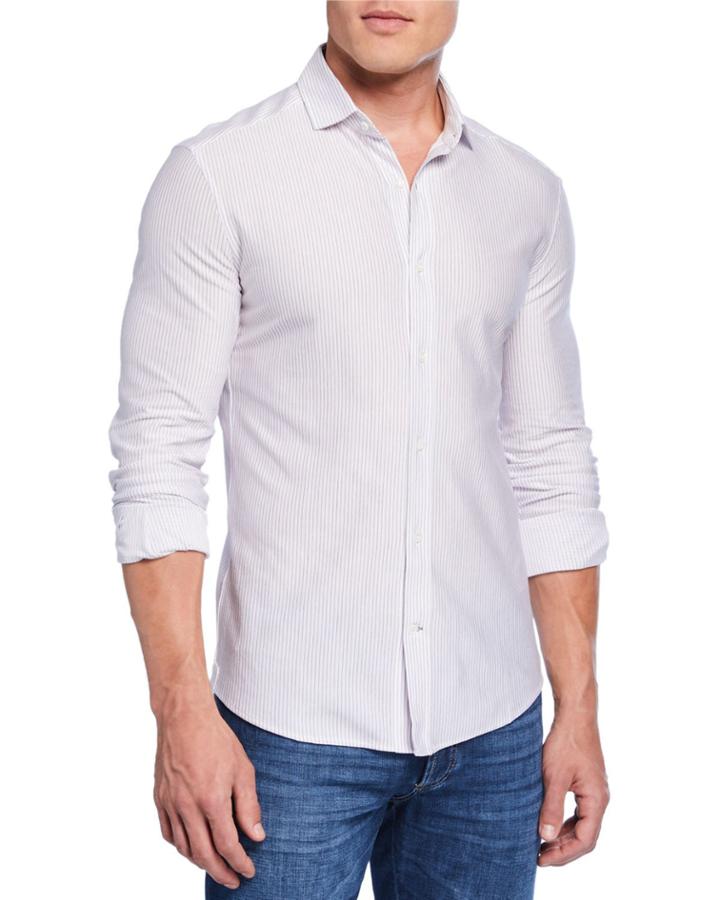 Men's Long-sleeve Striped Cotton