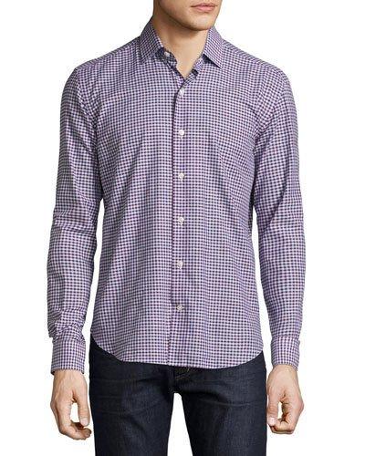 Mini-plaid Sport Shirt, Navy/red/light Blue