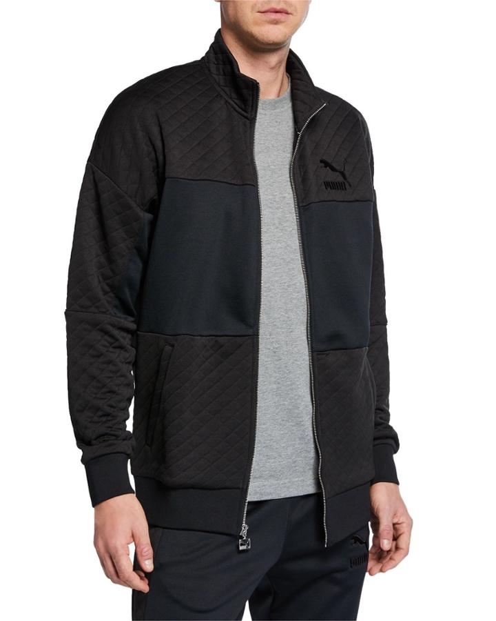 Men's Retro Quilted Zip-front Track Jacket