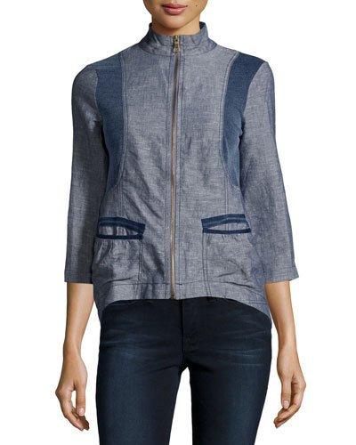 Kylie High-low Zip Jacket, Denim
