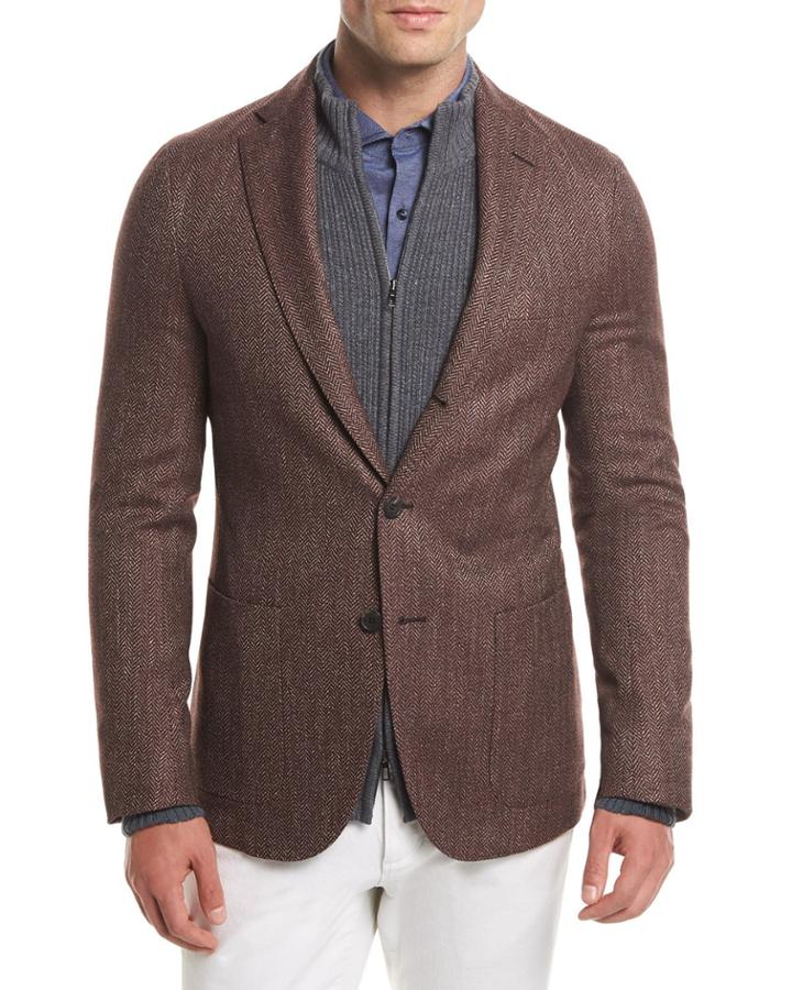 Andorra Chevron Three-button Blazer