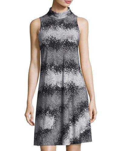 High-neck Printed Jersey Dress
