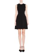 Sleeveless Seamed Fit-and-flare Dress, Black
