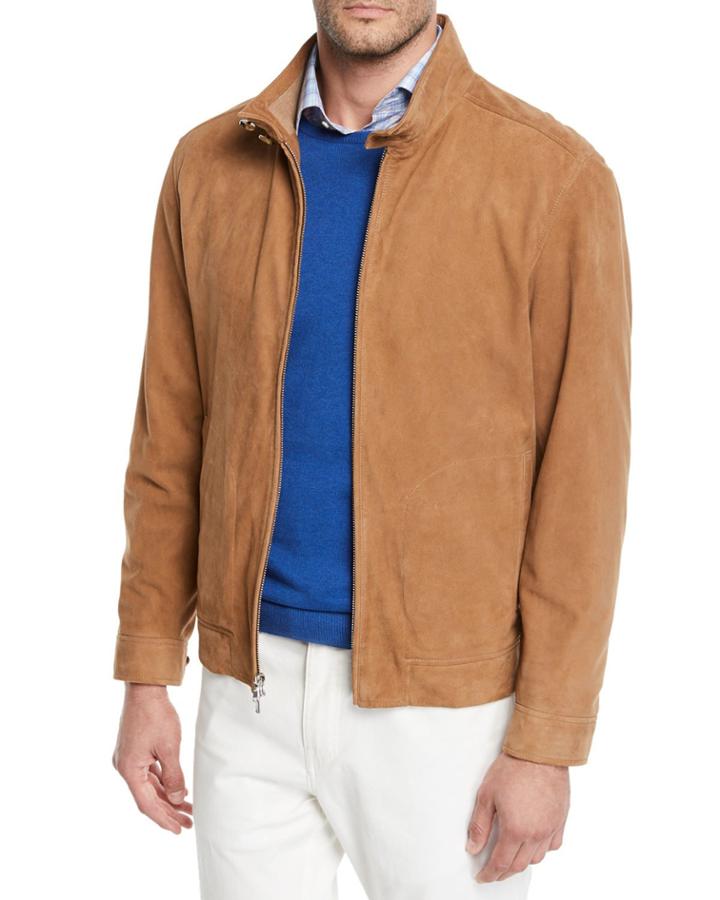 Men's Unlined Suede Bomber Jacket