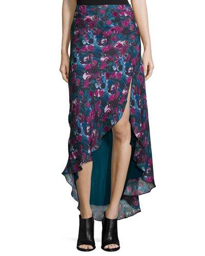 Floral-print Silk Asymmetric