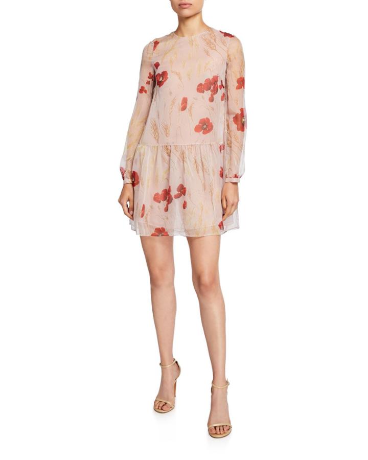 Floral-print Silk Cocktail Dress