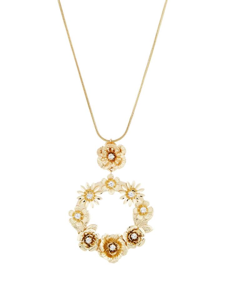 Floral Hoop Pendant Necklace
